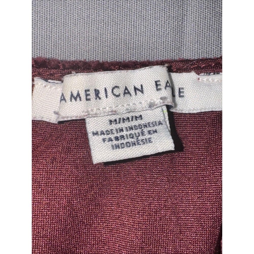 American Eagle Size Medium Corduroy Skirt Overall Dress Wine Adjustable Straps - Picture 10 of 16